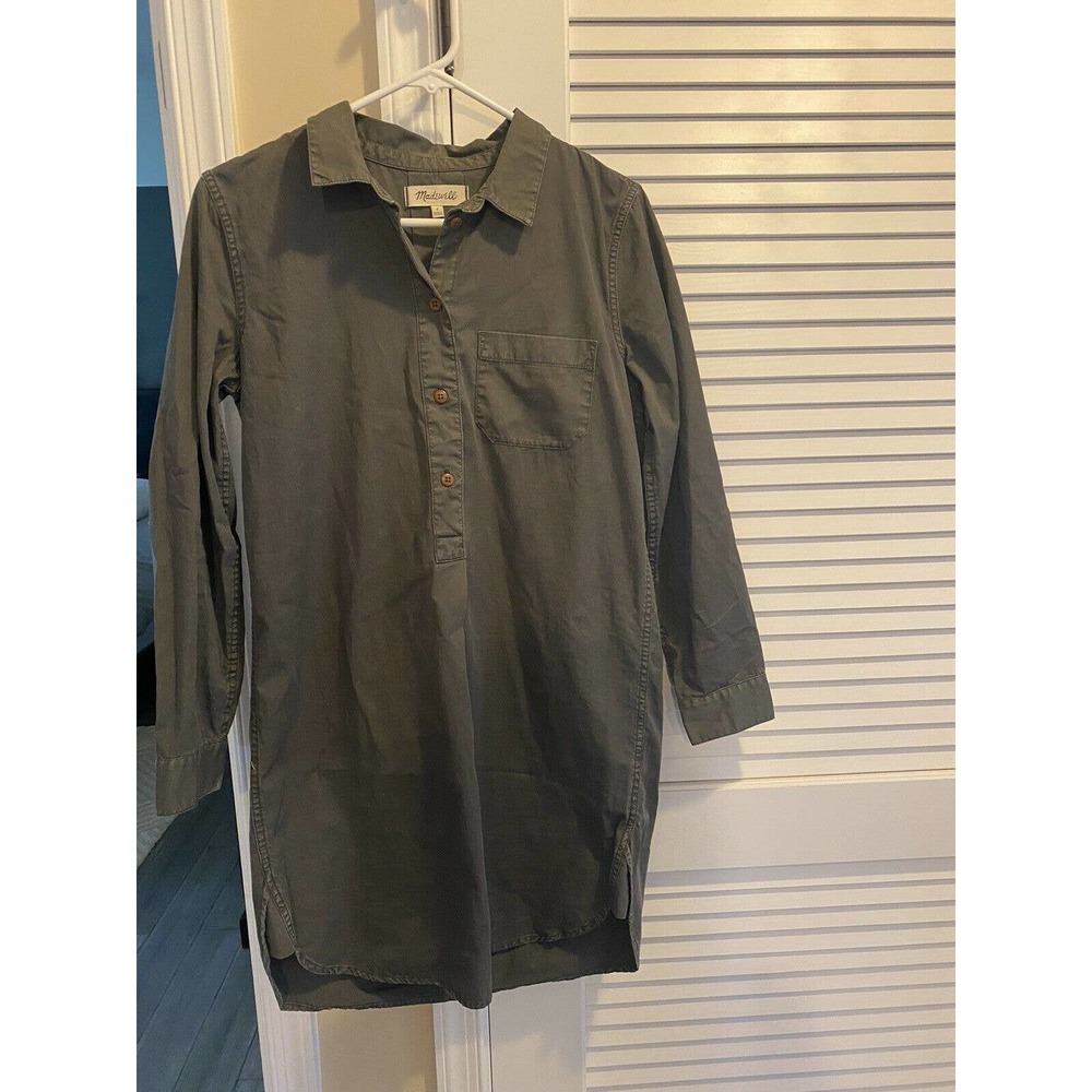 Madewell  Military Shirtdress Green Dress Small